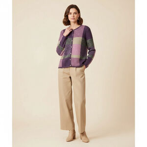 Coldwater Creek patchwork multicolour knit cardigan size large vintage y2k